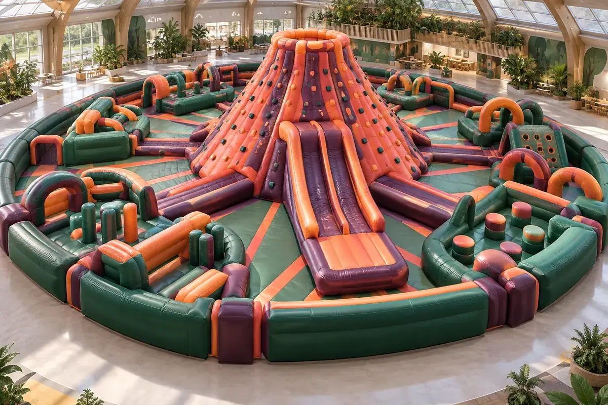 Volcano Escape Challenge, AG-INF-DIN-002 — Dinosaur Discovery inflatable concept visualisation