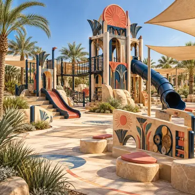Original AG architectural concept for cultural + themed play: Stories, characters and places of possibility. Artistic visual; technical design and suitability pending.