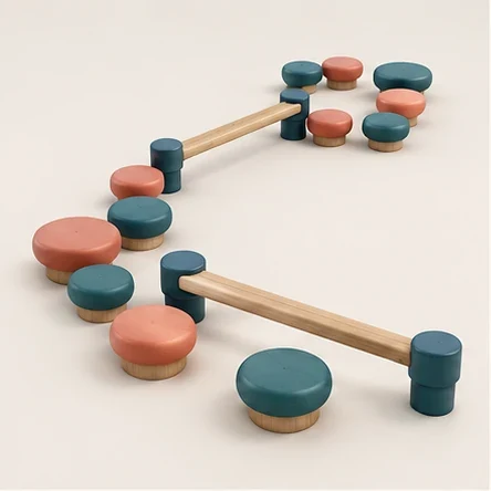 Pebble Balance Trail — original isolated AG concept illustration; not a production specification.