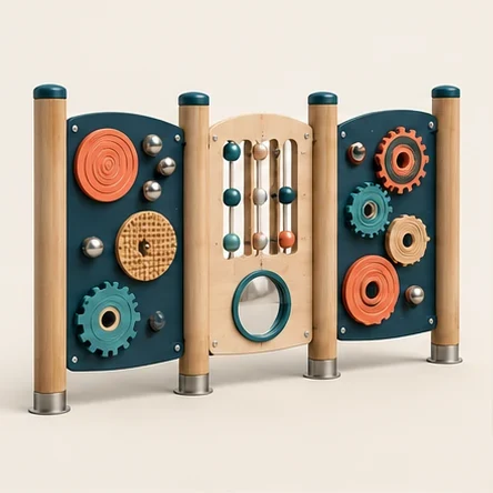 Sensory Discovery Wall — original isolated AG concept illustration; not a production specification.