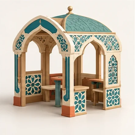 AG Andalusia Garden Playhouse — original isolated AG concept illustration; not a production specification.
