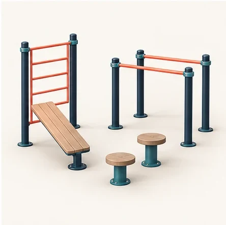 AG Motion Fitness Trail — original isolated AG concept illustration; not a production specification.