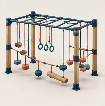 Junior Ninja Activity Trail — original isolated AG concept illustration; not a production specification.