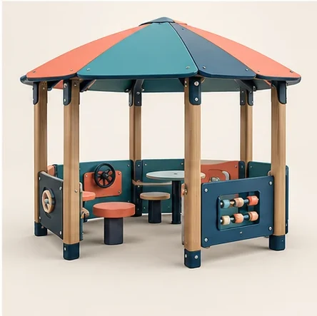 AG Social Play Pavilion — original isolated AG concept illustration; not a production specification.