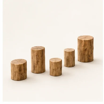 AG Grove Log Steppers — original isolated AG concept illustration; not a production specification.